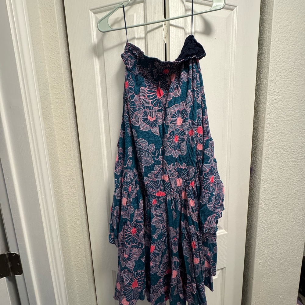 Free People Teal and Pink Floral Crop Top - Picture 5 of 5
